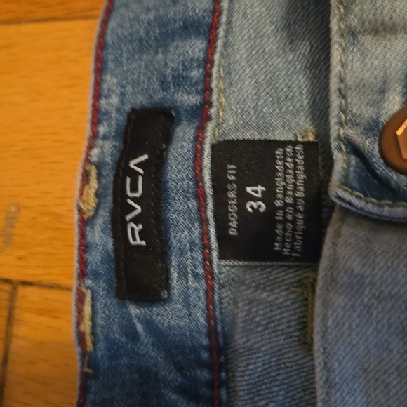 Good Pre-Owned Cond RVCA Light Blue Dagger Jeans W 34" L 32" - Picture 3 of 6